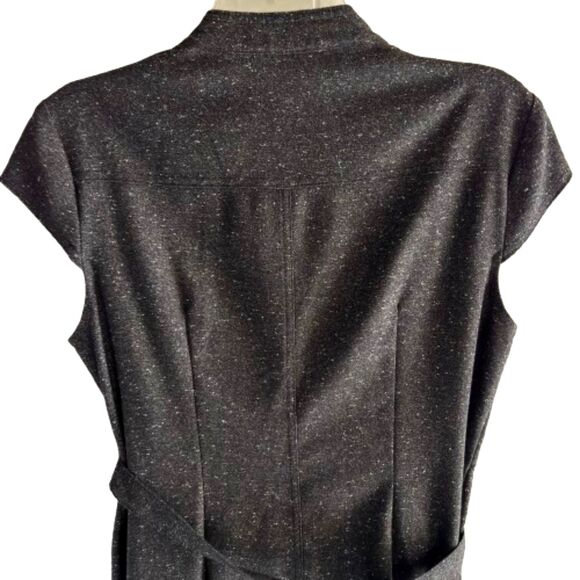 Connected Petite Blk Belted Shift Dress 10P Button Front Work to Evening Dress - Picture 5 of 9